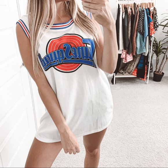 Space Jam Tops - Space Jam Tune Squad Bugs Basketball Jersey White